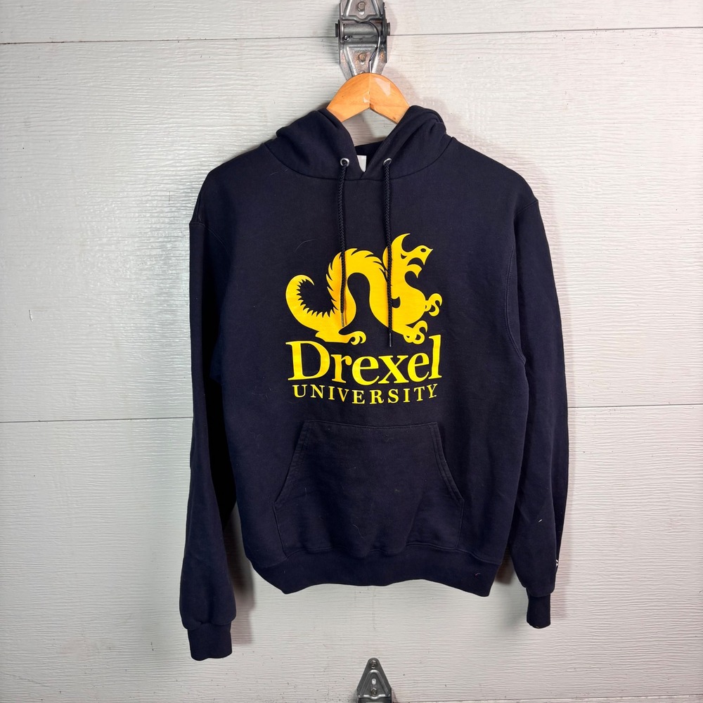 Drexel University Collegiate Champion Hoodie Navy Gold Dragon Pullover S/M